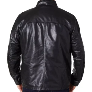 Alternative view of Perry Ellis Men's Zipper Black Leather Jacket