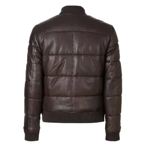 Alternative view of BOWEN LEATHER Quilted PUFFER BOMBER JACKET