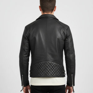 Black Motorcycle Jacket For Men Biker Addition With Pattern