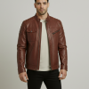 Genuine Cow Leather trendy Brown Jacket