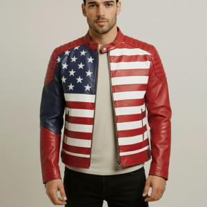 Independence Day Mens Leather Jacket