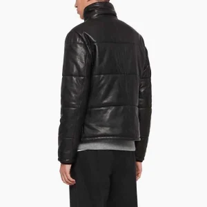 Alternative view of Men’s Black Leather Puffer Jacket