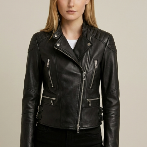 Melbourne tumble dry Black Leather Jacket
