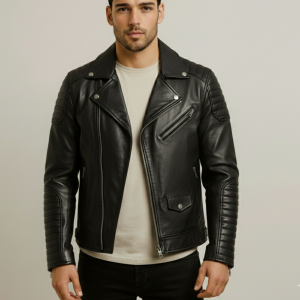 Men Motorcycle, Riding Style Black Moto Leather Jacket