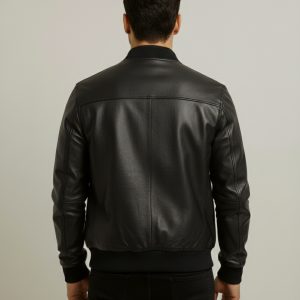 Men's Smooth Leather Jacket With Bomber Style