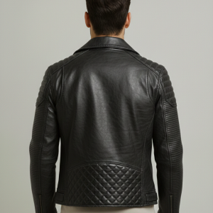 Men's Vintage Biker Leather Jacket - Motorcycle Riding Style Black Jacket