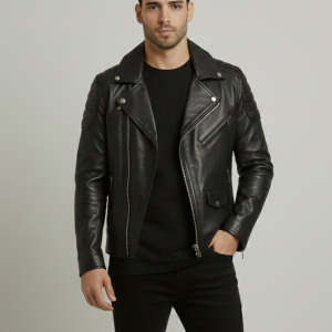 Swagger Men Genuine black motorcycle Leather Jacket