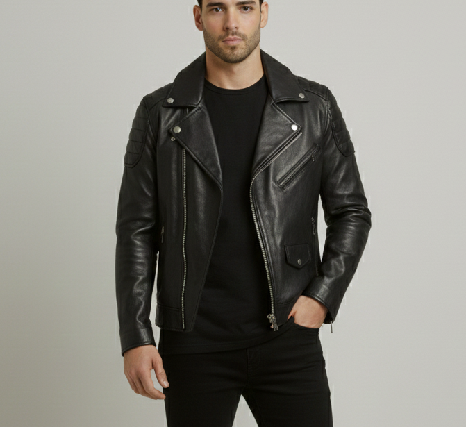 Swagger Men Genuine black motorcycle Leather Jacket