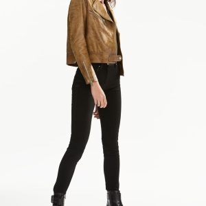 Alternative view of Blickstar Women Genuine Brown Leather Jacket