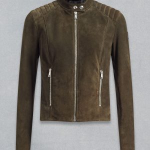 Madison Biker Jacket Green Smoke Oiled Suede