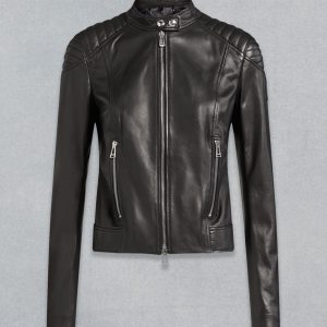 Women Satin Nappa Madison Black Leather Jacket