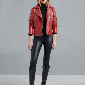 Alternative view of Darling-T Jacket Red Polished Lambskin
