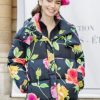 Emily Cooper Emily In Paris Floral Puffer Black Hooded Jacket