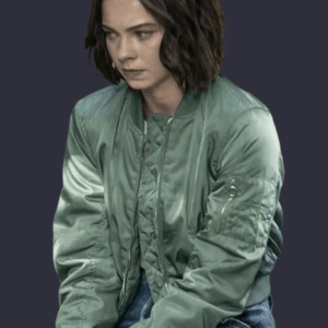 Alternative view of A Good Girl’s Guide To Murder 2024 Emma Myers Green Bomber Jacket