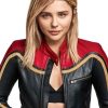Chloe Grace Moretz Black And Red Leather Jacket