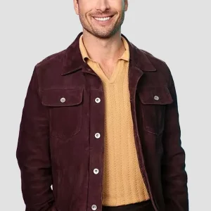 Hit Man Glen Powell 2024 Brown Leather Jacket