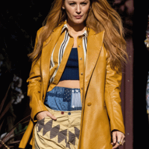 It Ends With Us Blake Lively Yellow Leather Blazer