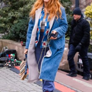 It Ends with Us Blake Lively Blue Shearling Coat