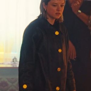  Jella Haase TV Series Kleo Black Leather Coat