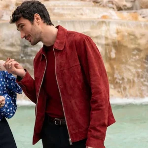 Emily in Paris S04 Red Suede Leather Jacket