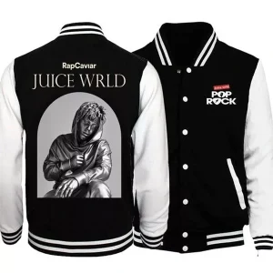 Juice Wrld Pop Rock Black and White Letterman Jacket