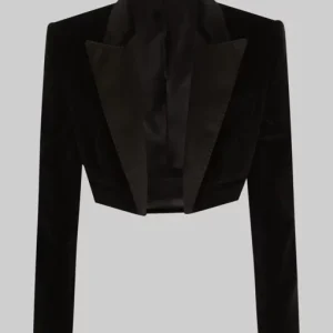 Aubrey Plaza Velvet Black Cropped Blazer