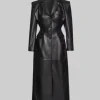 Barbara Palvin Black Leather Coat
