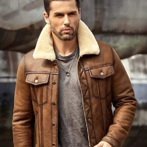 Brown Leather Jacket With Fur