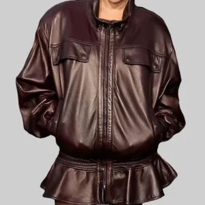 Chloe Sevigny Dropped Waist Brown Leather Jacket Sale