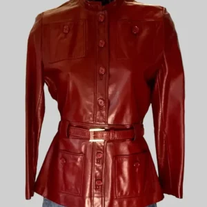 Emily in Paris Lily Collins Red Leather Jacket