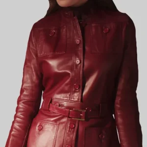 Emily in Paris Lily Collins Red Leather Jacket Sale