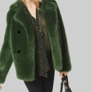 High Potential Kaitlin Olson Green Fur Coat