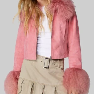 High Potential Kaitlin Olson Pink Suede Jacket