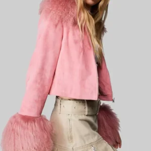 High Potential Kaitlin Olson Pink Suede Jacket Sale