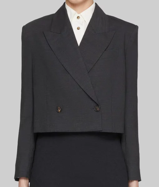 Jessica Alba Grey Cropped Blazer - Image 2