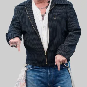 Johnny Depp Black Striped Cotton Jacket Sale