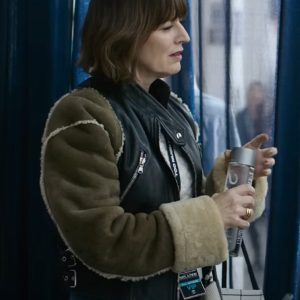 Rosemarie DeWitt Smile 2 2024 Black and Brown Leather Jacket