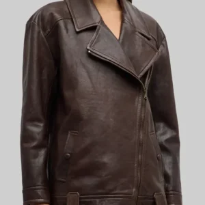 Alternative view of Shailene Woodley Brown Leather Jacket