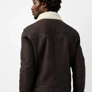 Sherpa Lined Brown Leather Jacket