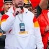 Travis Kelce Super Bowl ParadeWhite Jacket