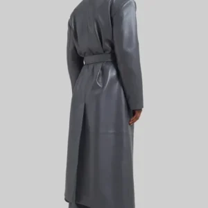 Alternative view of Amber Gill Grey Leather Trench Coat