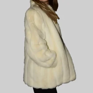 Brooks Nader Off White Fur Jacket Sale