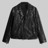 Chase Stokes Black Leather Biker Jacket