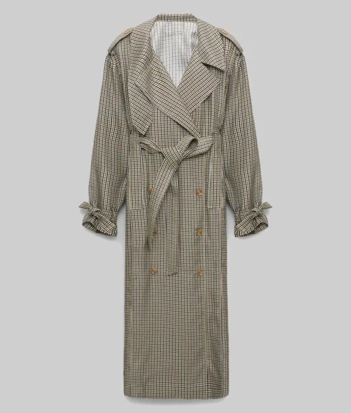 Emmy Rossum Houndstooth Trench Coat