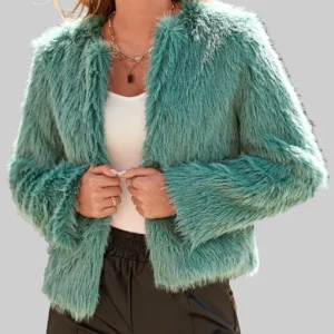 High Potential Kaitlin Olson Teal Fur Jacket