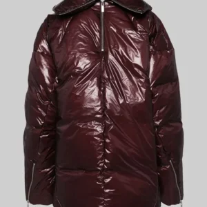 Irina Shayak Burgundy Puffer Jacket Sale
