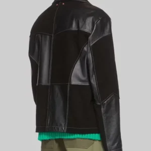 Nick Jonas Patchwork Black Leather Jacket Sale