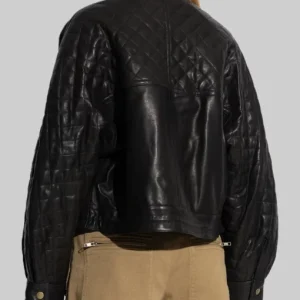 Sofia Boutella Quilted Black Leather Jacket Sale