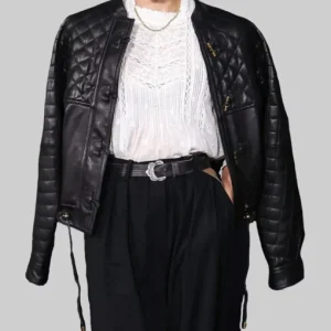 Alternative view of Sofia Boutella Quilted Black Leather Jacket