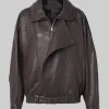 Sofia Richie Oversized Brown Leather Jacket
